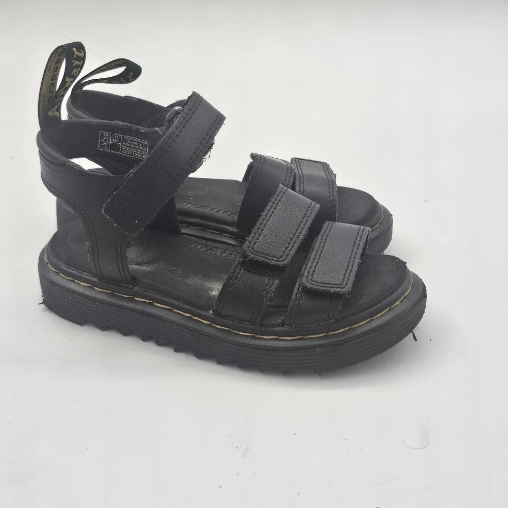 Dr. Martens Klaire Junior Leather Strap Sandals Black Kids 11 – Hook And Loop